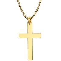 Men\'s Fashion Simple Golden Cruciform IP Gold Plating High Polished Stainless Steel Pendant Necklaces(1pc) Christmas Gifts