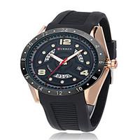 mens sport watch fashion watch quartz silicone band black blue