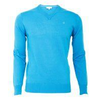 Merino V-Neck Sweater - Azure Blue