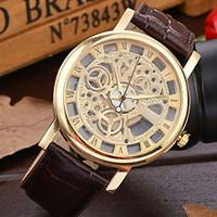 Men\'s Fashionable Wrist Mechanical Watches Leather Band Wrist Watch Cool Watch Unique Watch