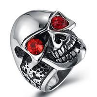 Men\'s Fashion Vintage Rock Style 316L Titanium Steel Skull Personality Engraved Zircon Jewelry Rings Casual/Daily 1pc