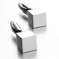 Men\'s Fashion Cubic Silver Alloy French Shirt Cufflinks (1-Pair)