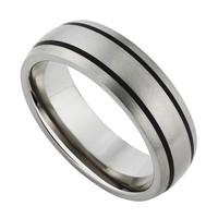 Men\'s titanium and enamel 7mm ring