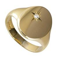 mens 9ct gold diamond set signet ring