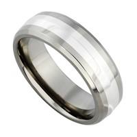 Men\'s titanium and silver 7mm ring