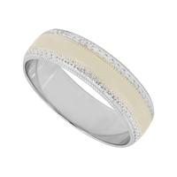Men\'s 9ct two colour gold 6mm sparkle cut wedding ring