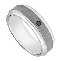 Men\'s titanium black diamond 7mm ring