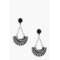 Metal Fan Drop Earrings - silver