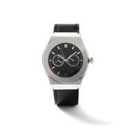 mens black leather watch black