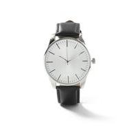 Mens Black And Silver Leather Strap Watch*, Black