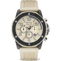 mens bulova marine star duramic cream chronograph watch 98b201