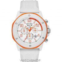 mens bulova marine star duramic white chronograph watch 98b199