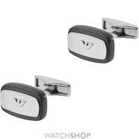 Mens Emporio Armani Stainless Steel Carbon Stripe Cufflinks EGS2185040