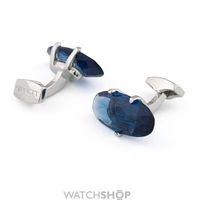 Mens Kennett Stainless Steel Blue Crystal Claw Set Cufflinks KC01
