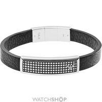 Mens Emporio Armani Stainless Steel Leather ID Bracelet EGS1941040190