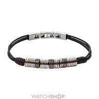 Mens Fossil Stainless Steel Leather Bracelet JF01654998