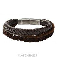 mens fossil gunmetal pvd leather bracelet jf85296040