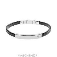 mens emporio armani stainless steel black carbon bracelet egs2063040