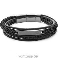 Mens Fossil Black Ion-plated Steel Vintage Casual Bracelet JF02378793