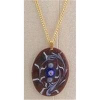 Medium oval shaped enamel pendant