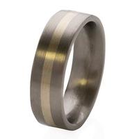 Mens Titanium and White Gold 7mm Lined Wedding Ring 6286W/9WTI