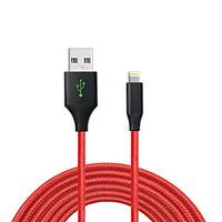 MFI 6ft / 200CM Certified Braided Lightning Charge USB Cable for iPhone 7 7 Plus 6s 6 Plus SE 5s 5 iPad Pro / Air /Mini - red