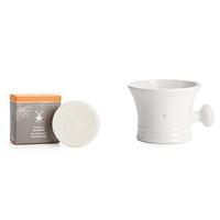 Mühle White Porcelain Shaving Mug With 65g Sea Buckthorn Shaving Soap Refill