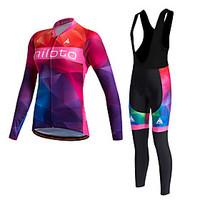 Miloto Cycling Jersey with Bib Tights Women\'s Long Sleeve Bike Sweater Fleece Jackets Compression Clothing Tights Clothing SuitsThermal /