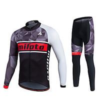 Miloto Cycling Jersey with Tights Unisex Long Sleeve Bike Compression 3D Pad Reflective Trim/Fluorescence Sweat-wickingSpandex Coolmax