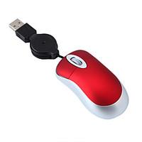 Mini Rectractable Cable USB Wired Mouse 1000DPI