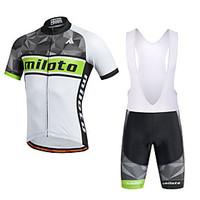 Miloto Cycling Jersey with Bib Shorts Men\'s Short Sleeve Bike Bib Shorts Shirt Sweatshirt Jersey Bib Tights Shorts TopsQuick Dry Moisture