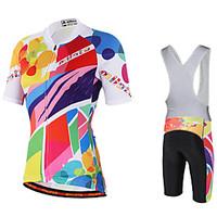 Miloto Cycling Jersey with Bib Shorts Women\'s Short Sleeve Bike Bib Shorts Bib Tights Sweatshirt JerseyQuick Dry Moisture Permeability