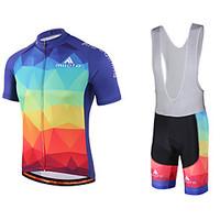 Miloto Cycling Jersey with Bib Shorts Men\'s Short Sleeve Bike Bib Shorts Sweatshirt Jersey Bib Tights Shirt Clothing SuitsQuick Dry