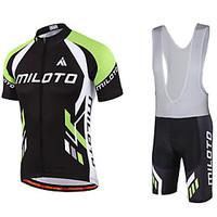 Miloto Cycling Jersey with Bib Shorts Men\'s Short Sleeve Bike Bib Shorts Sweatshirt Jersey Bib Tights Shirt Clothing SuitsQuick Dry