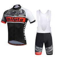 Miloto Cycling Jersey with Bib Shorts Men\'s Short Sleeve Bike Bib Shorts Shirt Sweatshirt Jersey Bib Tights Shorts TopsQuick Dry Moisture