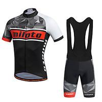 Miloto Cycling Jersey with Bib Shorts Men\'s Short Sleeve Bike Bib Shorts Shirt Sweatshirt Jersey Bib Tights Shorts TopsQuick Dry Moisture