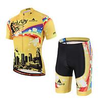 Miloto Cycling Jersey with Shorts Unisex Short Sleeve Bike Padded Shorts/Chamois Clothing SuitsLightweight Materials 3D Pad Reflective