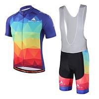 Miloto Cycling Jersey with Bib Shorts Unisex Short Sleeve Bike Bib Shorts Jersey Padded Shorts/Chamois Bib TightsBreathable Reflective