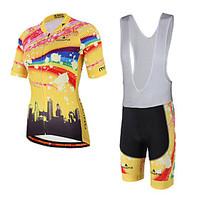 Miloto Cycling Jersey with Bib Shorts Unisex Short Sleeve Bike Padded Shorts/Chamois Bib Tights JerseyBack Pocket Sweat-wicking