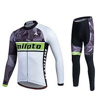Miloto Cycling Jersey with Tights Unisex Long Sleeve Bike Quick Dry Compression 3D Pad Reflective Trim/Fluorescence Sweat-wickingSpandex