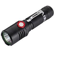 Mini Brightness Stepless Dimming CREE LED T6 Flashlight 18650 USB Rechargeable Flashlight Torch for Bicycle Riding Camping (Bare machine)