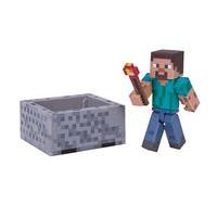 minecraft 3 action figure steve with minecart