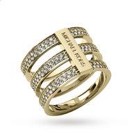 michael kors gold coloured triple bar ring ring size o