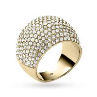michael kors gold coloured statement dome pave ring ring size o