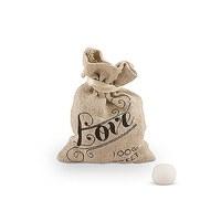 Mini Linen Drawstring Bags with Love Print