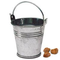 miniature metal pails painted white