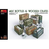 Miniart 1:35 Milk Bottles & Wooden Crates Plastic Model Kit.