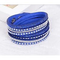 Mix Colours Handmade Rivet Velvet Bracelet Bling Rhinestone Wrap Leather Bracelet Hot Drill Bangle