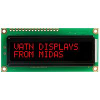 Midas Displays MC21605G12W-VNMLR 16x2 VATN LCD Display Negative Mo...