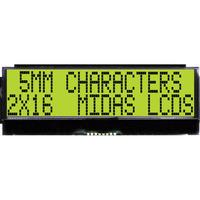 Midas Displays MCCOG21605C6W-SPTLYI COG 2x16 STN Yellow/Green I2C ...